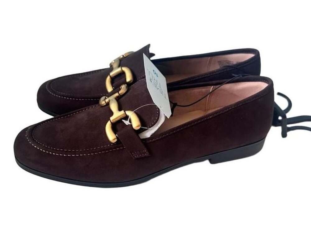 Time And Tru Buckle Loafer Size 10 Chocolate Suede Memory Foam